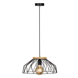 Lustra metal negru lemn natur Trex 37.5x37.5x119.5 cm