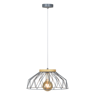 Lustra metal gri lemn natur Trex 37.5x37.5x119.5 cm 