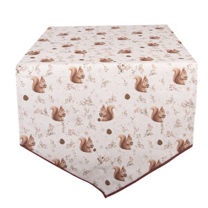 Traversa masa Veverite bumbac bej maro 50x160 cm