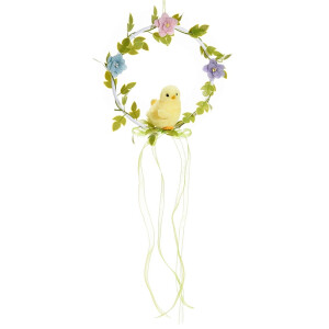 Coronita decorata cu Puisor si flori multicolor 16x43 cm