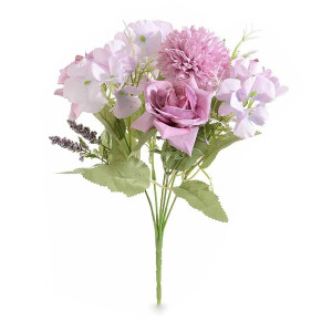 Buchet Hortensii si Trandafiri artificiali roz verzi 30 cm