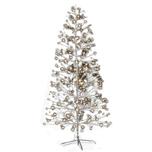 Copac decorativ argintiu cu leduri Ø 96x180 cm
