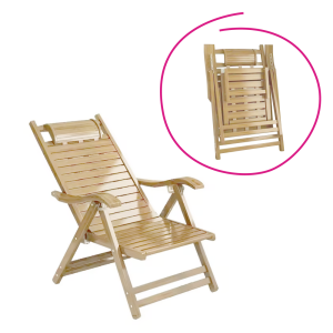 Scaun de gradina,lemn natural, bambus, Ursel 57,5x75/158x66/101 cm