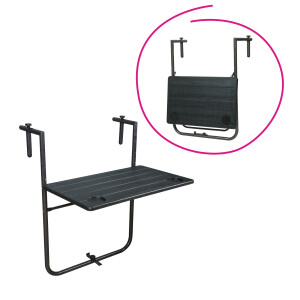 Masuta de balcon pliabila, neagra, Uzor 60x61x83,5 cm 
