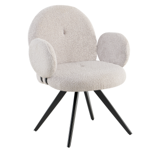 Scaun dining pivotant textil gri buclat metal negru Vasala 64,5x62x86 cm