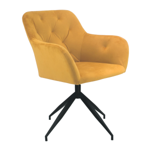 Scaun pivotant catifea galben mustar metal negru Veleza 66x66x83 cm
