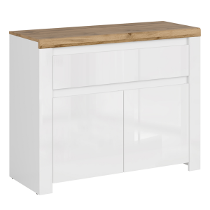 Comoda alb lucios stejar wotan Vilgo 106x41.5x84.5 cm 