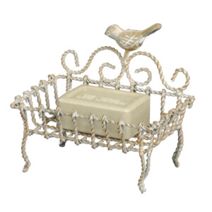 Savoniera fier forjat crem patinat Bird 14x9x16 cm