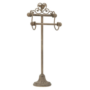 Suport hartie igienica pardoseala fier bej maro 23x15x59 cm