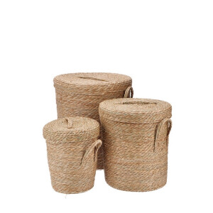 Set 3 cosuri depozitare iarba mare natur 28,5 x 32, 36 x 42, 43 x 50 cm