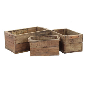 Set 3 cutii depozitare lemn maro  37 x 19 x 8,  41 x 22 x 9,  45 x 25 x 10 cm