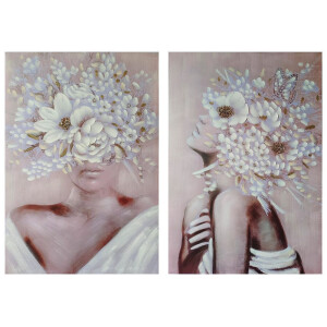 Set 2 tablouri decorative olegrafie pe panza Women 70 x 100 cm
