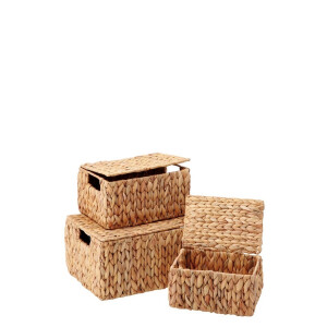 Set 3 cutii depozitare zambila apa maro 23 x 17 x 12,  28 x 21 x 15, 33 x 26 x 18 cm