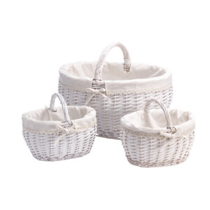 Set 3 cosuri depozitare lem salcie textil 25,5 x 20 x 46 x 33 x 34 cm