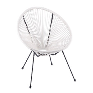 Scaun fier negru textil alb 68 x 61,5 x 81,5 cm
