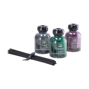 Set 3 parfumuri camera difuzor cu betisoare aroma portocala, frunze bambus, flori gardenia 3 x 150 ml