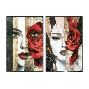 Set 2 tablouri decorative olegrafie lacuita Women 2 x 60 x 90 cm