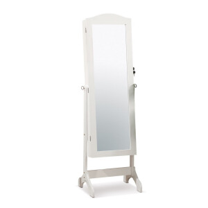 Oglinda podea cu suport bijutrii mdf alb 49 x 40 x 148 cm