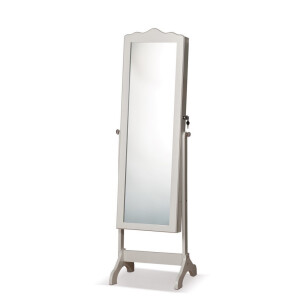 Oglinda pardoseala cu suport bijuterii mdf alb 48 x 50 x 154 cm