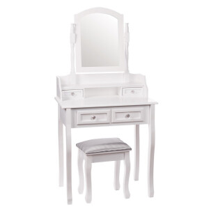 Masuta toaleta cu taburet mdf alb 70,5 x 40 x 139 cm