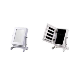 Oglinda de masa cu spatiu depozitare bijuterii, mdf alb 21,5 x 14,5 x 30 cm