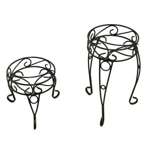 Set 2 suporturi ghivece flori fier negru 31,5 x 28, 31,5 x 48 cm