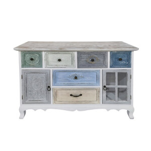 Comoda lemn multicolor vintage 114 x 36 x 84 cm