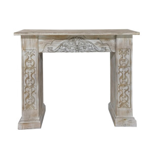 Masca decorativa semineu lemn maro gri  113 x 26 x 100 cm