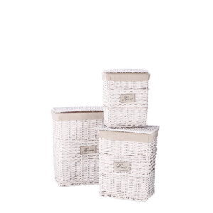 Set 3 cosuri rufe, depozitare lemn salcie textil  32 x 20,5 x 39,5, 39 x 28 x 44,5, 46 x 34,5 x 56 cm