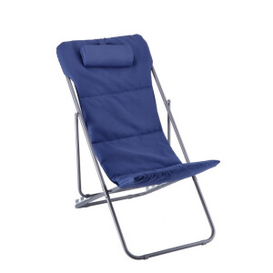 Scaun terasa, gradina pliabil fier gri textil albastru 85 x 56 x 90 cm