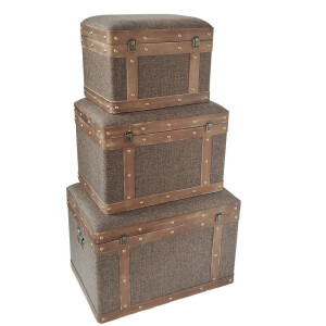 Set 3 cufere depozitare maro 39 x 29 x 29, 49 x 34 x 35, 59 x 39 x 41 cm