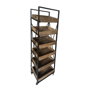 Raft pardoseala lemn maro fier negru 63 x 41 x 178 cm