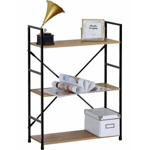 Raft pardoseala fier negru mdf maro  58,5 x 23,5 x 80 cm