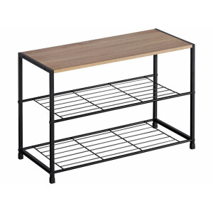 Pantofar fier negru mdf maro 60 x 30 x 43 cm