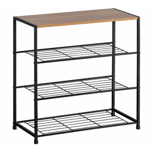 Pantofar fier negru mdf maro 60 x 30 x 63 cm