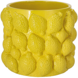 Ghiveci flori ciment galben Lamai 23,5 x 20 cm