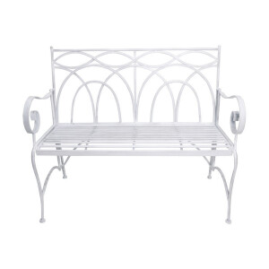 Banca gradina, terasa fier alb 113 x 55 x 96 cm