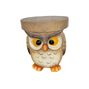 Masuta, suport ghiveci flori magnezie multicolora Bufnita 29 x 33,5 cm