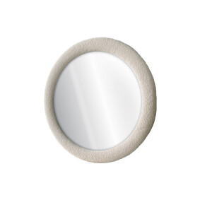 Oglinda perete rama textil buclat alb 100 cm