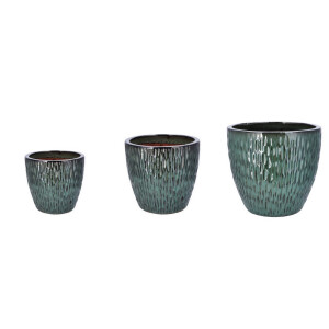 Set 3 ghivece flori ceramica verde 24,5 x 23, 31 x 29,5, 38 x 35 cm