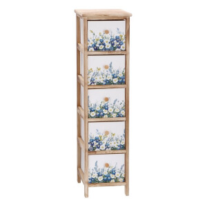 Comoda lemn multicolor Flowers 26 x 32 x 98 cm