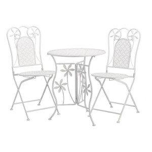 Set mobilier gradina masa, 2 scaune fier alb 60 x 70, 39 x 39 x 92 cm