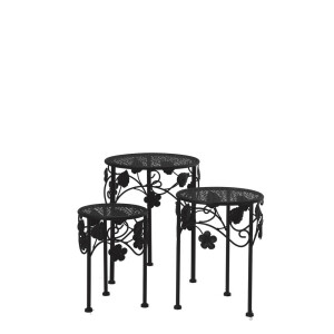 Set 3 masute rotunde fier negru 20 x 28, 25 x 33, 30 x 38 cm