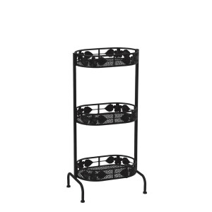 Raft pardoseala 3 polite fier negru 39 x 27 x 80 cm