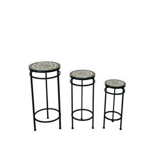 Set 3 suporturi ghivece flori ceramica multicolora fier  20 x 48,  25 x 57, 30 x 66 cm