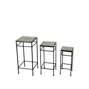 Set 3 suporturi ghivece flori ceramica fier 20 x 20 x 48,  25 x 25 x 57, 30 x 30 x 66 cm