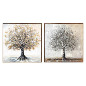 Set 2 tablouri decorative olegrafie pe panza Copaci 2 x 80 x 80 cm