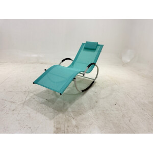 Sezlong, balansoar gradina fier textilena albastra 155 x 65 x 85 cm