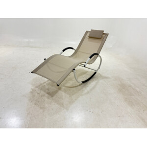 Sezlong, balansoar gradina fier textilena bej 155 x 65 x 85 cm