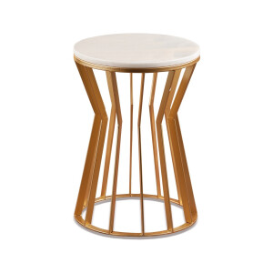 Masuta marmura alba fier auriu 35 x 50 cm